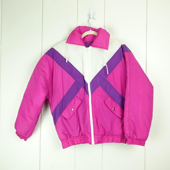 American High Snow Jacket Womens SZ M Retro 70's Colorblocked Outerwear Ski - Picture 1 of 9